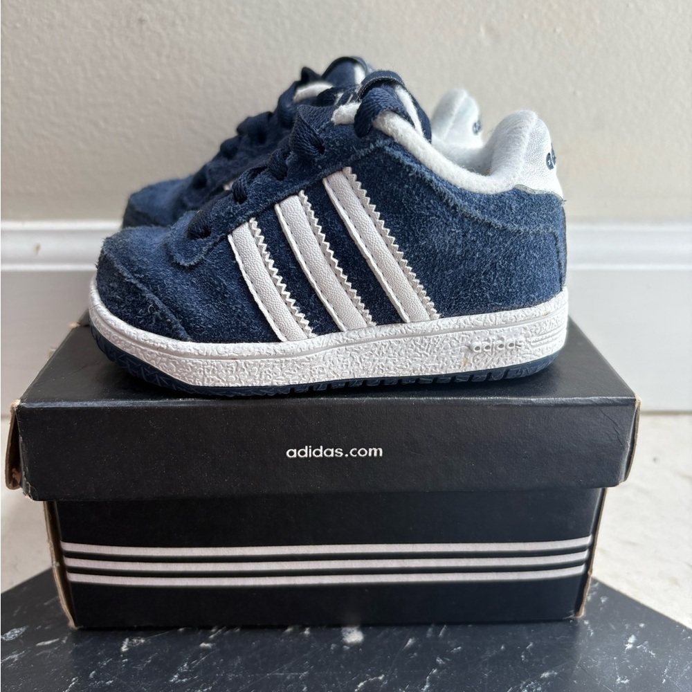 Adidas Kids Dark Blue and White Sneakers - Picture 3 of 5